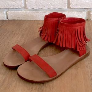 Kate Spade Red Fringe Sandals